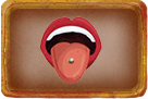 A tongue with piercing